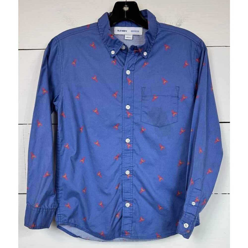 Old Navy Blue Button Up Shirt Boy's Size Large (10/12)